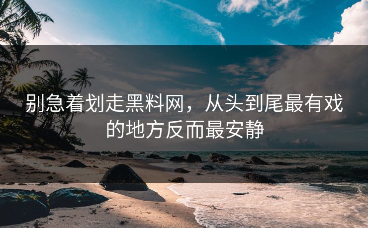 别急着划走黑料网,从头到尾最有戏的地方反而最安静 别急着划走黑料网,从头到尾最有戏的地方反而最安静